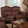 Metal Microfiber Recliner Loveseat, Brown