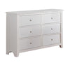 Pine Wood 6 Drawer Dresser With Silver Knobs, White