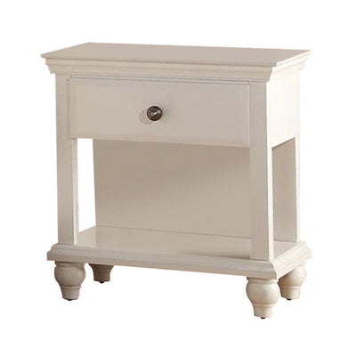 Wood Night Stand With Spacious Storage, White