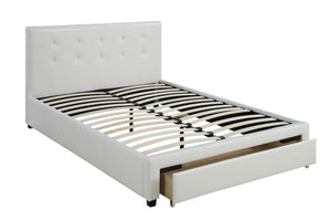 Full Bed With Drawer,Pu White