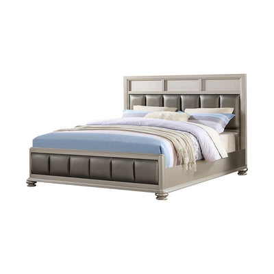 Poplar Wood California King Size Bed In Silver