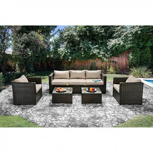 5 Pc. Aluminum Patio Set, Ivory White-Espresso Brown