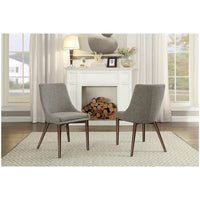 Wooden Side chair With Fabric Upholstered Seat And Backrest, Gray & Brown, Set of 2