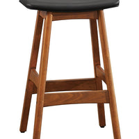 Wooden Counter Height Stool In Black And Brown, Set of 2