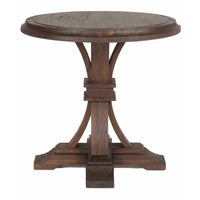 Round Wooden Accent Table, Rustic Java Brown