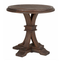 Round Wooden Accent Table, Rustic Java Brown