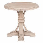 Round Wooden Accent Table, Stone Wash Brown