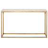 Console Table with White Marble Top, Brushed Gold