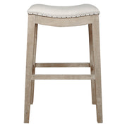 Upholstered Barstool, Stone Wash Brown