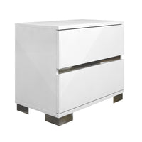 2 Drawer Nightstand With Chrome Legs White