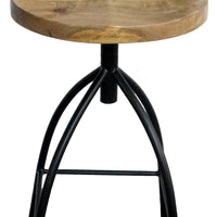 Industrial Style Adjustable Swivel Counter Height Stool With Backrest