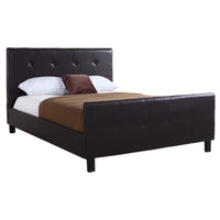 QueenSize Polyurethane Platform Bed with Tufted Headboard, Brown