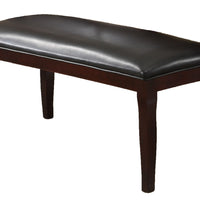 Tufted Bench With Curvy Wooden Legs, Cherry Brown