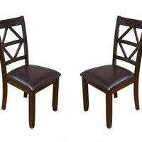 Dining Chairs with Designer Back,  Set of 2, Dark Brown