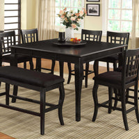 Wooden Counter Height Table with Lazy Susan, Black