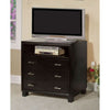 3 Drawer And 1 Open shelved Contemporary Media Chest, Espresso Brown