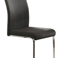Metal & Leather Side Chair with Handle, Dark Grey, Set Of 2