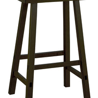 Wooden 29" Counter Height Stool with Saddle Seat, Black, Set Of 2