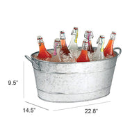 Galvanized Beverage Tub With Handles, Gray