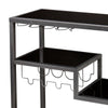 Bar Cart Gunmetal Gray Finish with Black Tempered Glass