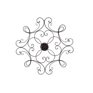 Square Scrolled Metal Wall Medallion for Indoor and Outdoor, Bronze