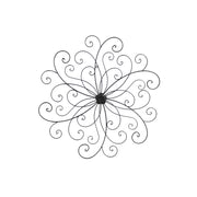 Metal Flower Wall Decor With Scroll Design, Black