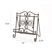 Scroll Work Design Metal Cook Book Stand, Gray