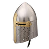 Medieval Metal Crusader Helmet, Gold and Silver