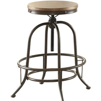 Wood & Metal Backless Counter Height Adjustable Swivel Stool, Set Of 2