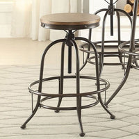 Wood & Metal Backless Counter Height Adjustable Swivel Stool, Set Of 2