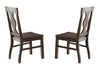 Wooden Dining Side Chairs With Fiddle Back, Brown, Set Of 2