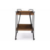 Ash Wood Mobile Serving Bar Cart, Brown And Black