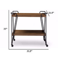 Ash Wood Mobile Serving Bar Cart, Brown And Black