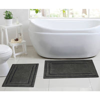 Classic 2 Piece Bath Rug Set In Cotton, Platinum Gray