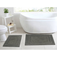 2 Piece Bath Rug Set In Cotton, Gray