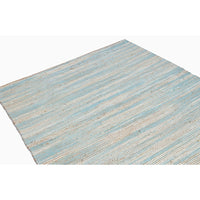 Rectangular Shape Carmel Rug In Jute-Cotton Chenille, Aqua Blue