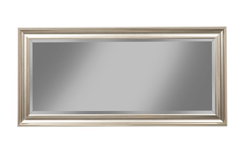 Full Length Leaner Mirror With a Rectangular Polystyrene Frame, Champagne Silver