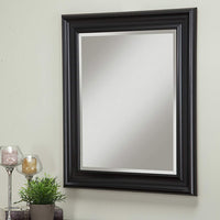 Polystyrene Framed Wall Mirror With Beveled Glass , Black