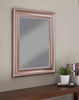 Polystyrene Framed Wall Mirror With Beveled Glass, Rose Gold