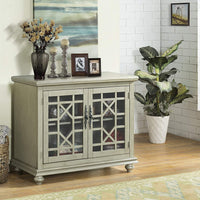 Wooden TV Stand With Bun Feet, Antique Silver