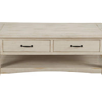 Wooden Coffee Table With Two Drawers, Antique White