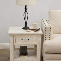 Wooden End Table With 1 Drawer & 1 Shelf, Antique White