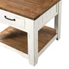 Dual Tone Wooden End Table With 1 Drawer & 1 Shelf, White and Brown
