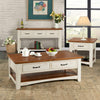 Dual Tone Wooden End Table With 1 Drawer & 1 Shelf, White and Brown