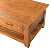 Wooden Coffee Table With Two Drawers, Honey Tobacco Brown