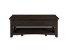 Wooden Coffee Table With Two Drawers, Espresso Brown