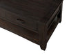 Wooden Coffee Table With Two Drawers, Espresso Brown