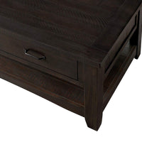 Wooden Coffee Table With Two Drawers, Espresso Brown