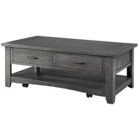 Wooden Coffee Table With Two Spacious Drawers, Gray