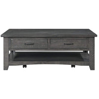 Wooden Coffee Table With Two Spacious Drawers, Gray